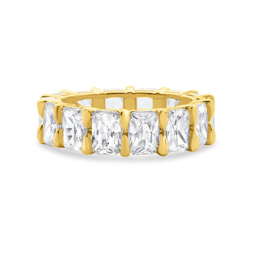 Eternity Stackable Band Yellow Tone, Simulated CZ 925 Sterling Silver Ring